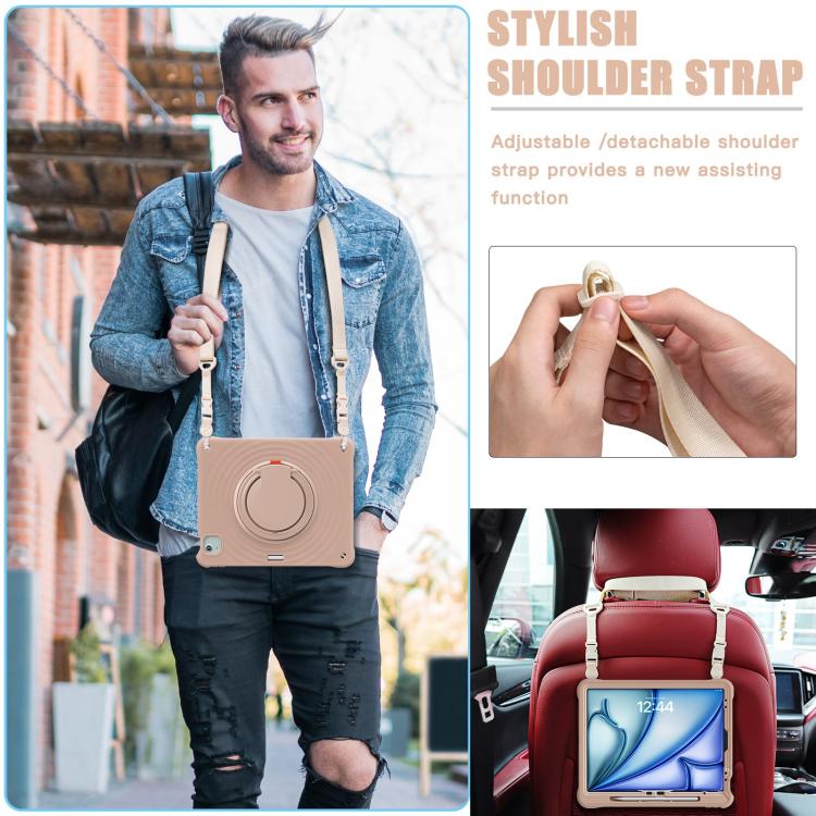 For iPad Air 13 2026 / 2025 / 2024 Rotation Handle Holder Silicone Hybrid PC Tablet Case
