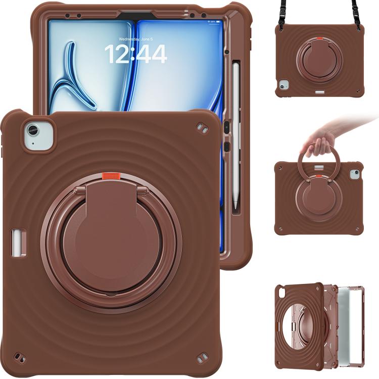 For iPad Air 13 2026 / 2025 / 2024 Rotation Handle Holder Silicone Hybrid PC Tablet Case