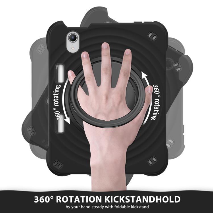 For iPad mini 2024 / mini 6 Rotation Handle Holder Silicone Hybrid PC Tablet Case
