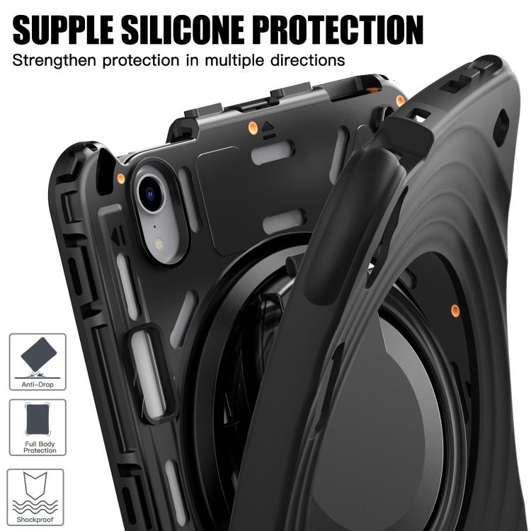 For iPad mini 2024 / mini 6 Rotation Handle Holder Silicone Hybrid PC Tablet Case