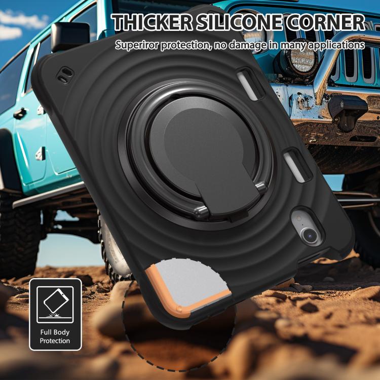 For iPad mini 2024 / mini 6 Rotation Handle Holder Silicone Hybrid PC Tablet Case