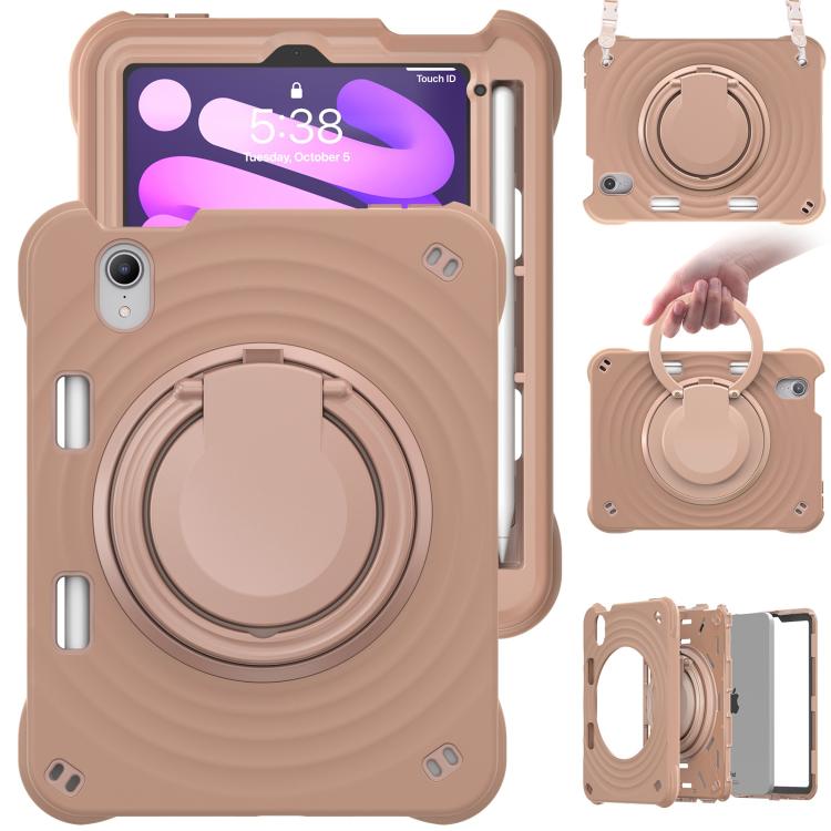 For iPad mini 2024 / mini 6 Rotation Handle Holder Silicone Hybrid PC Tablet Case