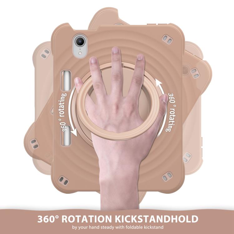 For iPad mini 2024 / mini 6 Rotation Handle Holder Silicone Hybrid PC Tablet Case