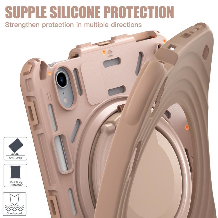 For iPad mini 2024 / mini 6 Rotation Handle Holder Silicone Hybrid PC Tablet Case
