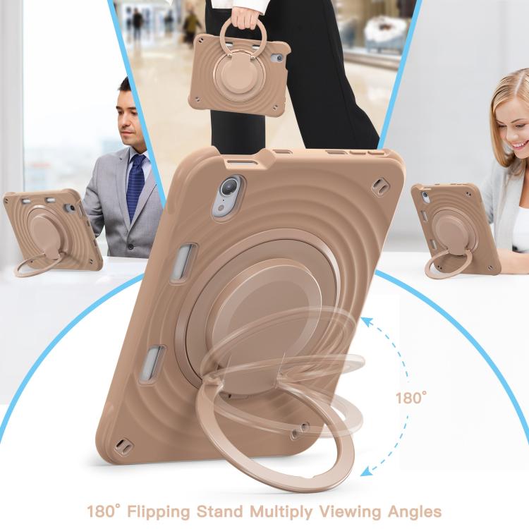 For iPad mini 2024 / mini 6 Rotation Handle Holder Silicone Hybrid PC Tablet Case