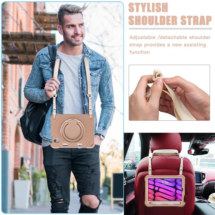For iPad mini 2024 / mini 6 Rotation Handle Holder Silicone Hybrid PC Tablet Case