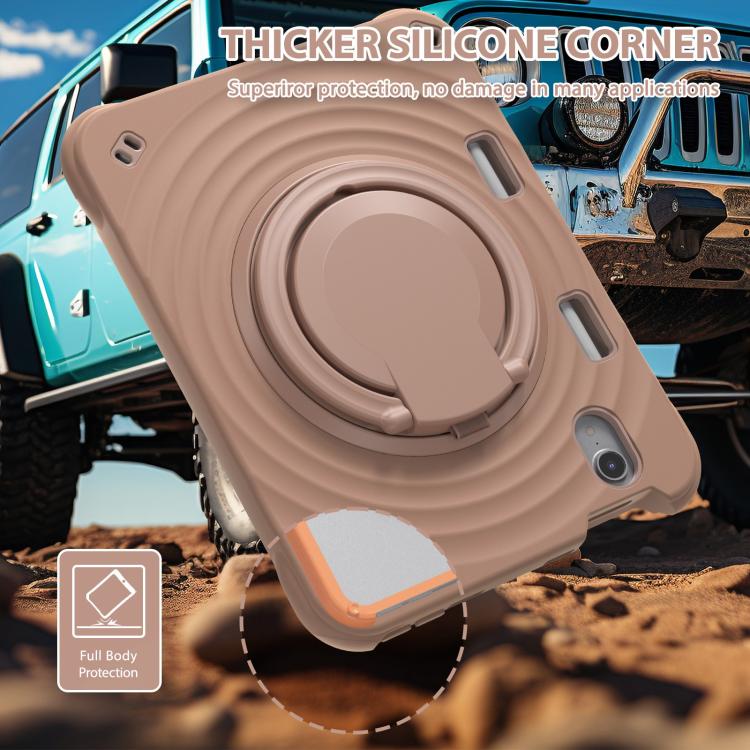 For iPad mini 2024 / mini 6 Rotation Handle Holder Silicone Hybrid PC Tablet Case