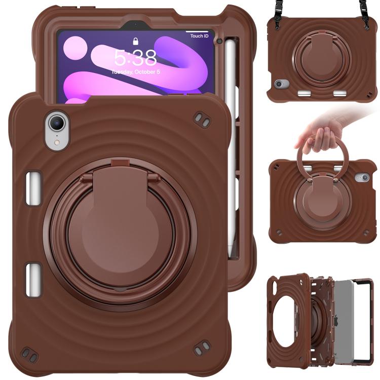 For iPad mini 2024 / mini 6 Rotation Handle Holder Silicone Hybrid PC Tablet Case