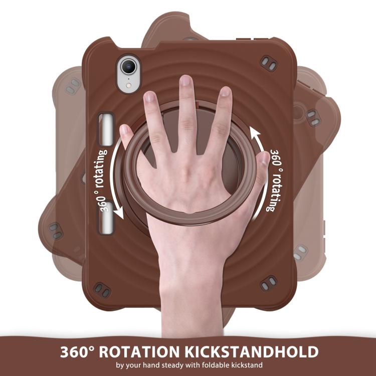 For iPad mini 2024 / mini 6 Rotation Handle Holder Silicone Hybrid PC Tablet Case