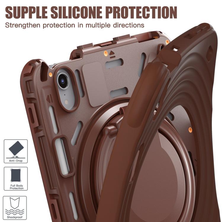 For iPad mini 2024 / mini 6 Rotation Handle Holder Silicone Hybrid PC Tablet Case