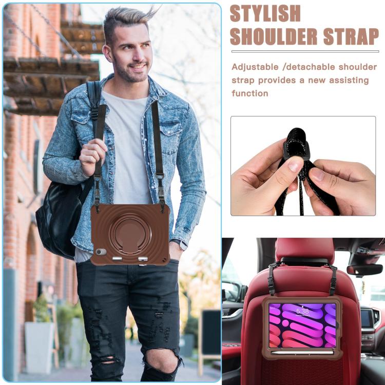 For iPad mini 2024 / mini 6 Rotation Handle Holder Silicone Hybrid PC Tablet Case