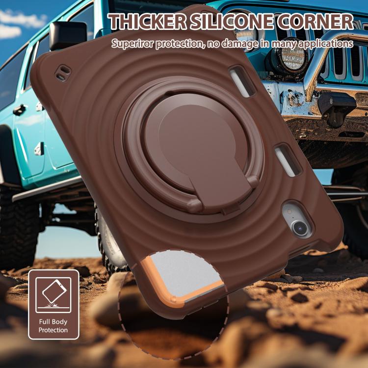 For iPad mini 2024 / mini 6 Rotation Handle Holder Silicone Hybrid PC Tablet Case