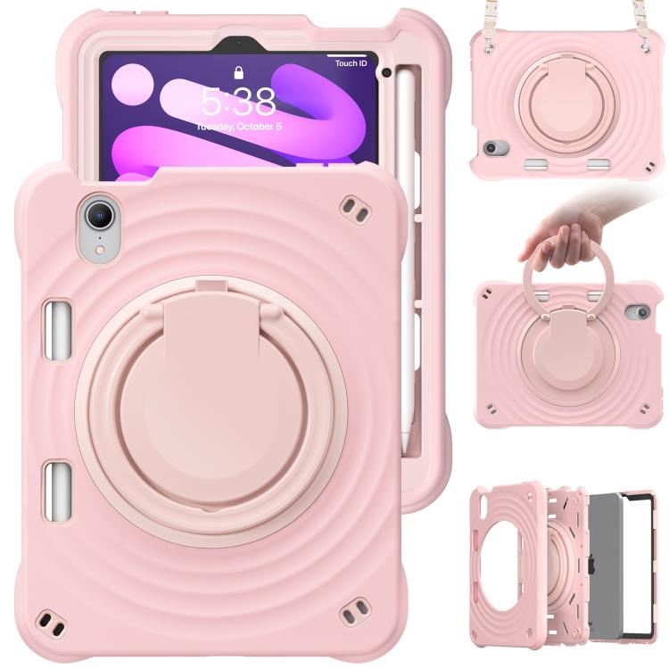 For iPad mini 2024 / mini 6 Rotation Handle Holder Silicone Hybrid PC Tablet Case