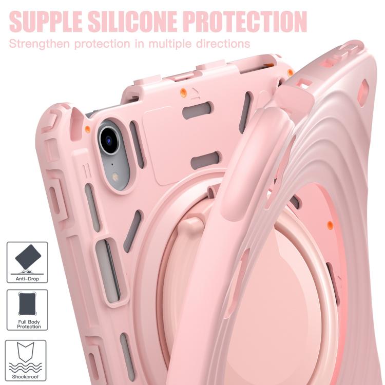 For iPad mini 2024 / mini 6 Rotation Handle Holder Silicone Hybrid PC Tablet Case
