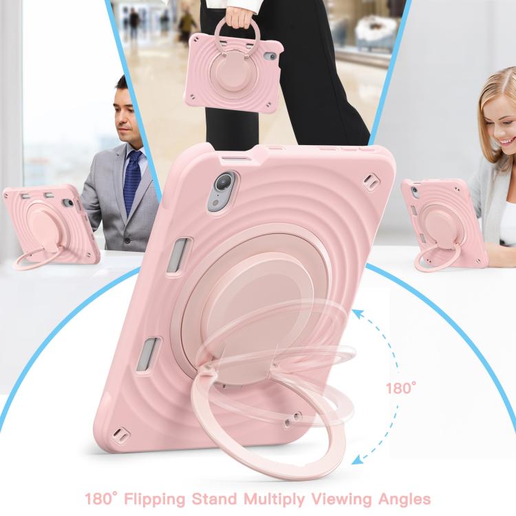 For iPad mini 2024 / mini 6 Rotation Handle Holder Silicone Hybrid PC Tablet Case