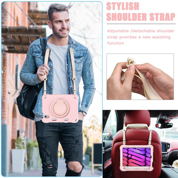 For iPad mini 2024 / mini 6 Rotation Handle Holder Silicone Hybrid PC Tablet Case