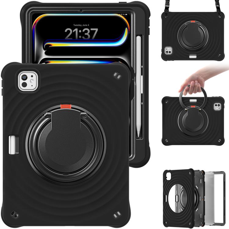 For iPad Pro 11 2025 / 2024 Rotation Handle Holder Silicone Hybrid PC Tablet Case