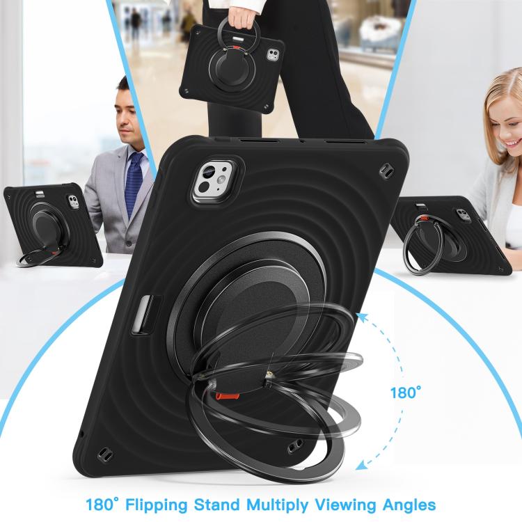 For iPad Pro 11 2025 / 2024 Rotation Handle Holder Silicone Hybrid PC Tablet Case