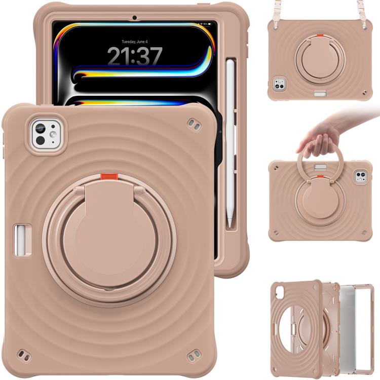 For iPad Pro 11 2025 / 2024 Rotation Handle Holder Silicone Hybrid PC Tablet Case
