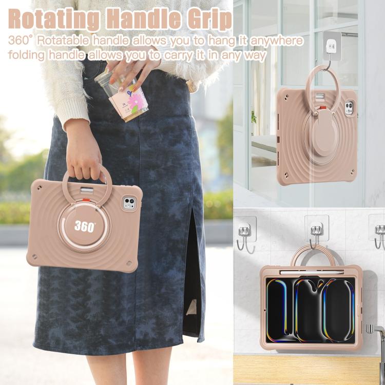 For iPad Pro 11 2025 / 2024 Rotation Handle Holder Silicone Hybrid PC Tablet Case