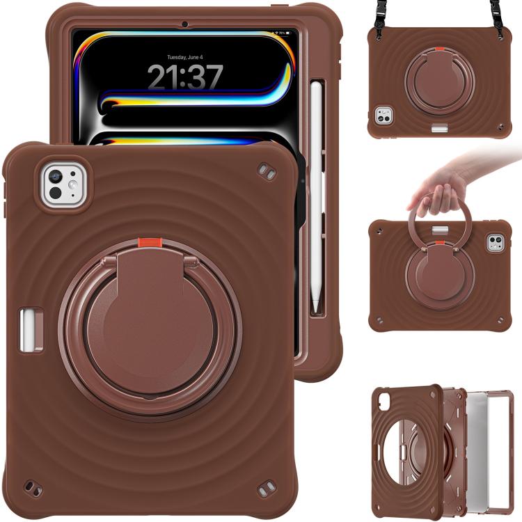 For iPad Pro 11 2025 / 2024 Rotation Handle Holder Silicone Hybrid PC Tablet Case