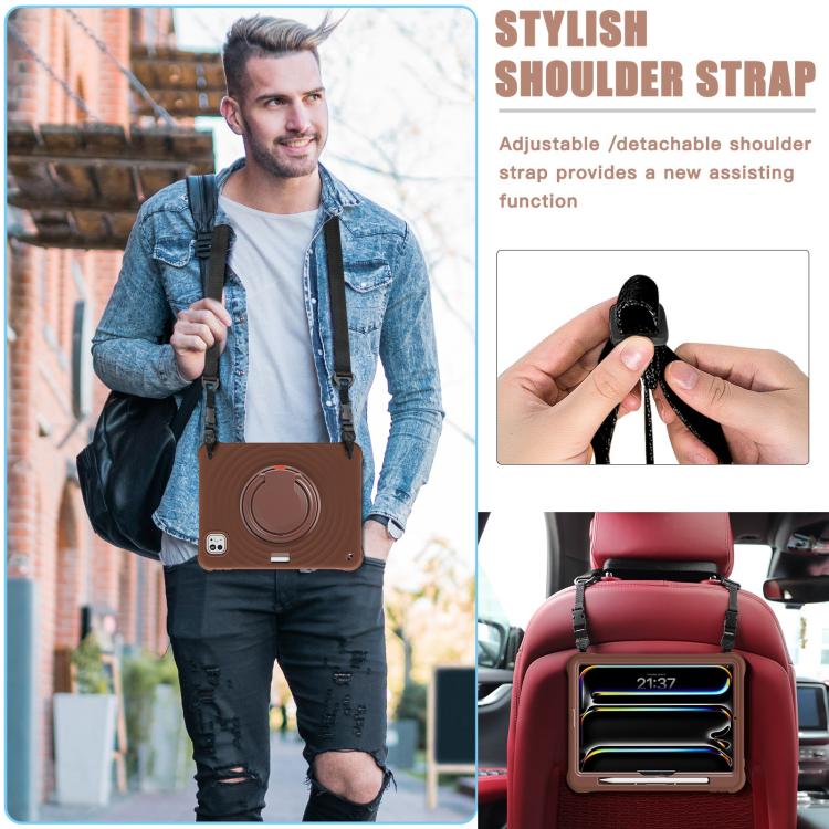 For iPad Pro 11 2025 / 2024 Rotation Handle Holder Silicone Hybrid PC Tablet Case