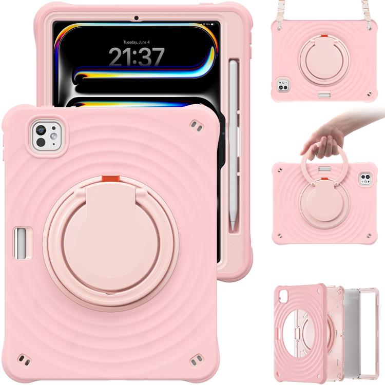For iPad Pro 11 2025 / 2024 Rotation Handle Holder Silicone Hybrid PC Tablet Case