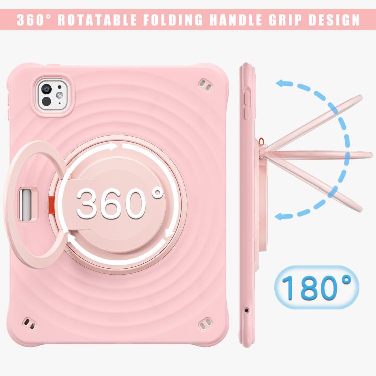 For iPad Pro 11 2025 / 2024 Rotation Handle Holder Silicone Hybrid PC Tablet Case