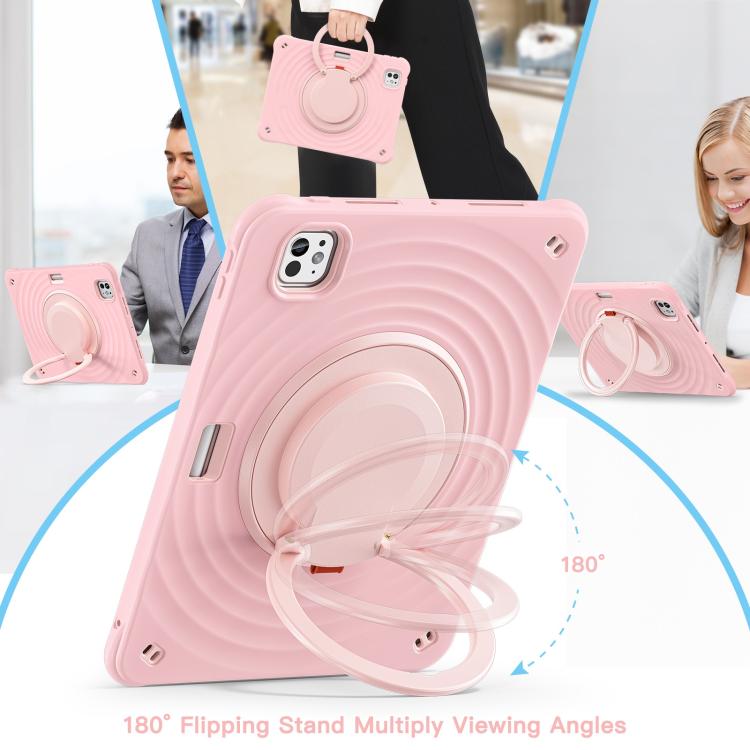 For iPad Pro 11 2025 / 2024 Rotation Handle Holder Silicone Hybrid PC Tablet Case