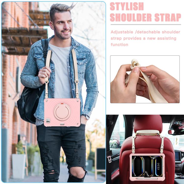 For iPad Pro 11 2025 / 2024 Rotation Handle Holder Silicone Hybrid PC Tablet Case