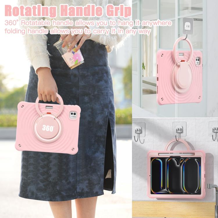 For iPad Pro 11 2025 / 2024 Rotation Handle Holder Silicone Hybrid PC Tablet Case