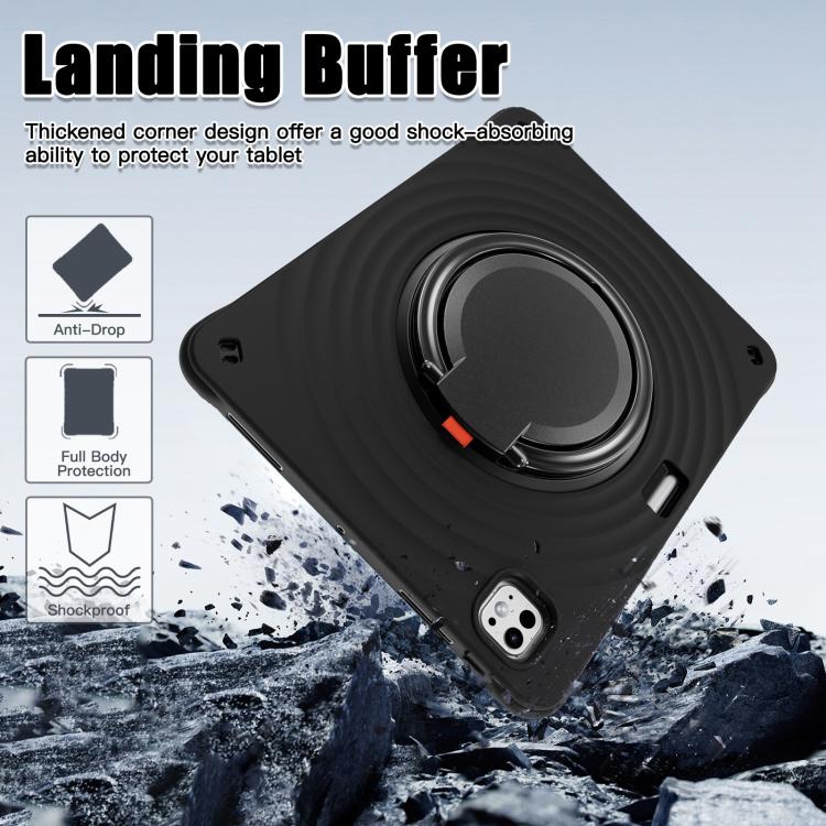 For iPad Pro 13 2025 / 2024 Rotation Handle Holder Silicone Hybrid PC Tablet Case