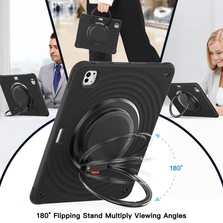 For iPad Pro 13 2025 / 2024 Rotation Handle Holder Silicone Hybrid PC Tablet Case
