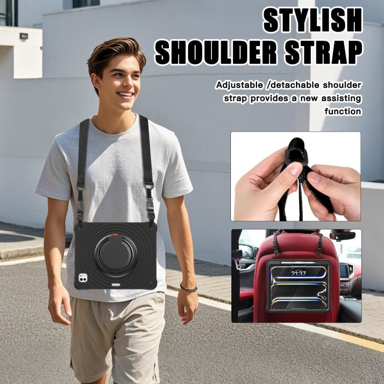 For iPad Pro 13 2025 / 2024 Rotation Handle Holder Silicone Hybrid PC Tablet Case