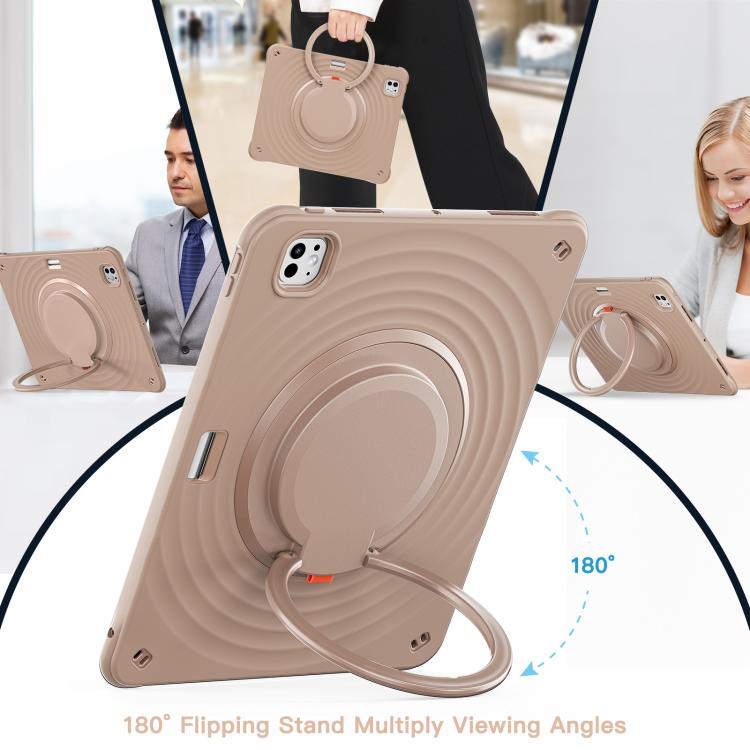 For iPad Pro 13 2025 / 2024 Rotation Handle Holder Silicone Hybrid PC Tablet Case