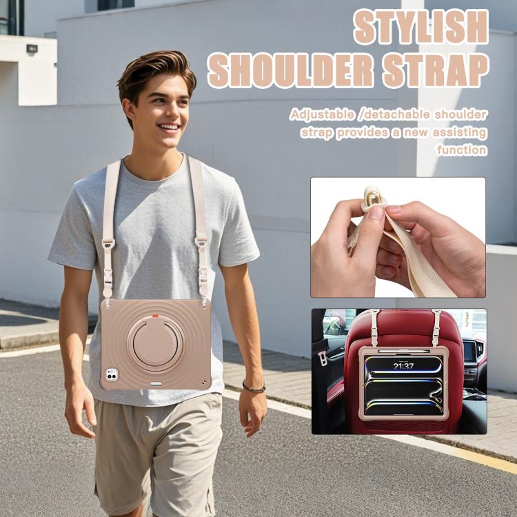 For iPad Pro 13 2025 / 2024 Rotation Handle Holder Silicone Hybrid PC Tablet Case