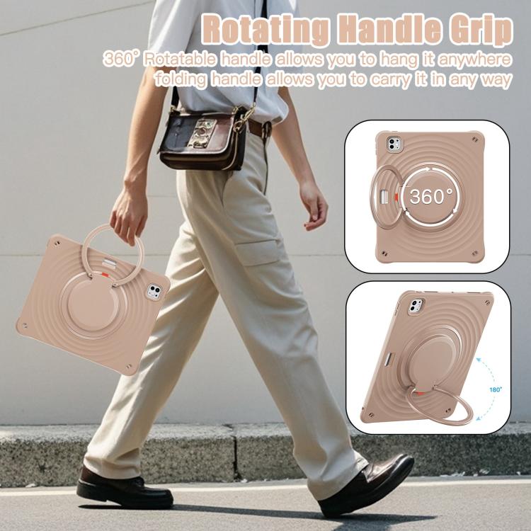 For iPad Pro 13 2025 / 2024 Rotation Handle Holder Silicone Hybrid PC Tablet Case