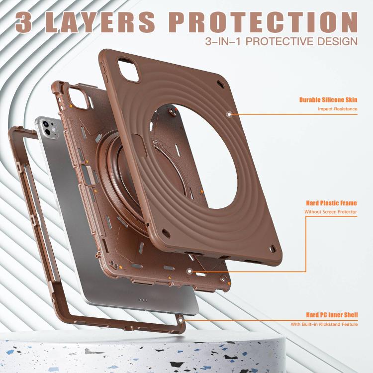 For iPad Pro 13 2025 / 2024 Rotation Handle Holder Silicone Hybrid PC Tablet Case