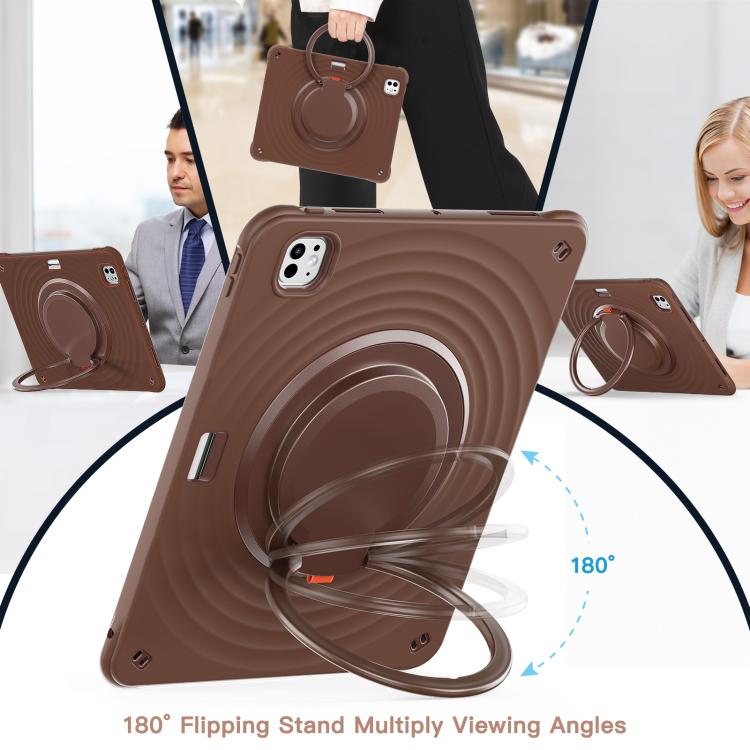 For iPad Pro 13 2025 / 2024 Rotation Handle Holder Silicone Hybrid PC Tablet Case