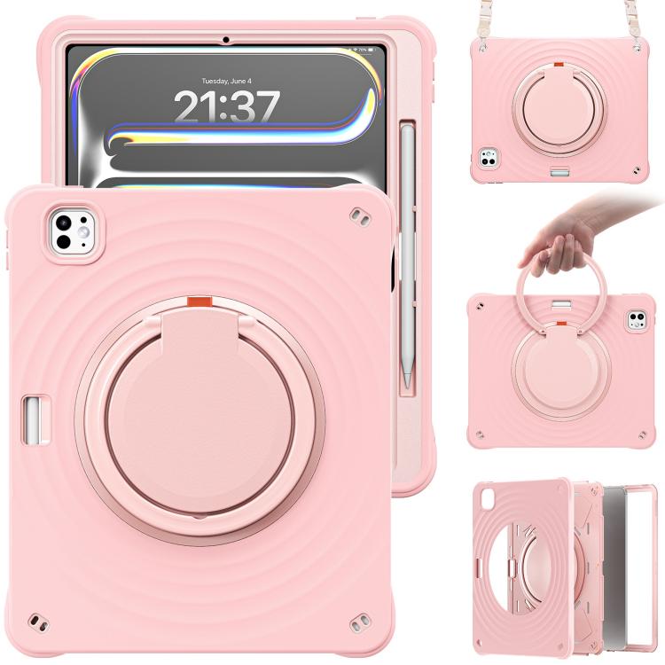 For iPad Pro 13 2025 / 2024 Rotation Handle Holder Silicone Hybrid PC Tablet Case