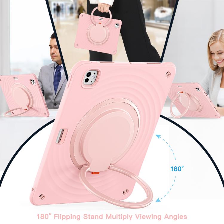 For iPad Pro 13 2025 / 2024 Rotation Handle Holder Silicone Hybrid PC Tablet Case