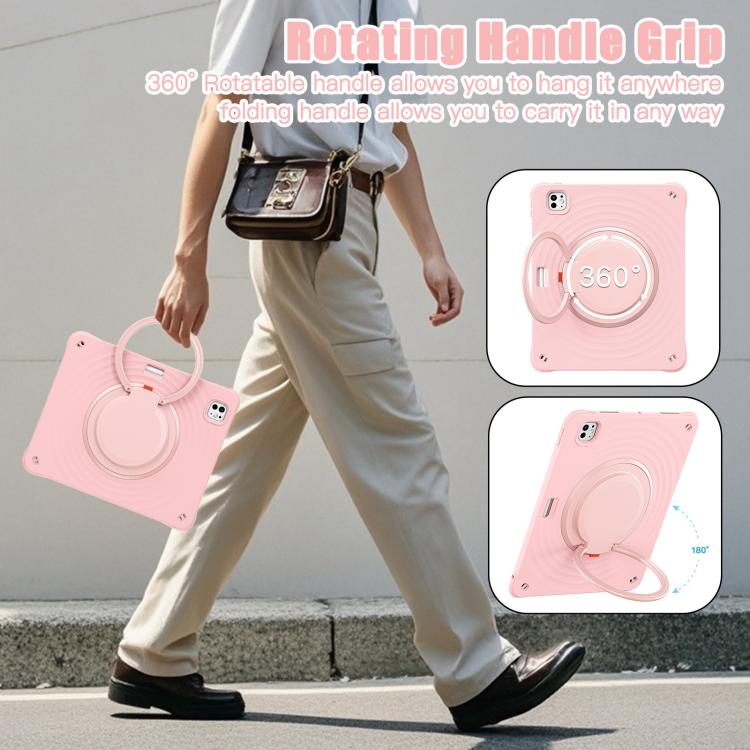 For iPad Pro 13 2025 / 2024 Rotation Handle Holder Silicone Hybrid PC Tablet Case