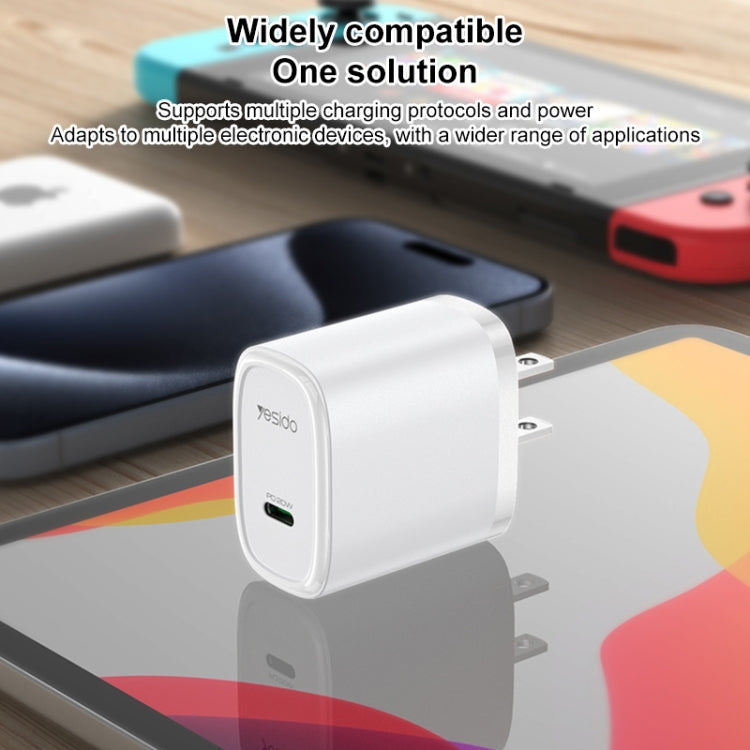 Yesido YC11U 20W PD USB-C / Type-C Fast Charging Charger, Specification:US Plug - White