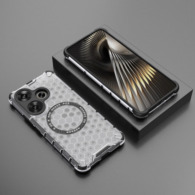 For Xiaomi Redmi Turbo 3 Honeycomb Magnetic Ring Shockproof Phone Case