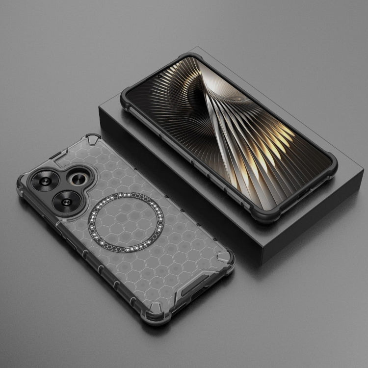 For Xiaomi Redmi Turbo 3 Honeycomb Magnetic Ring Shockproof Phone Case