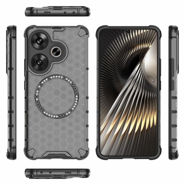 For Xiaomi Redmi Turbo 3 Honeycomb Magnetic Ring Shockproof Phone Case