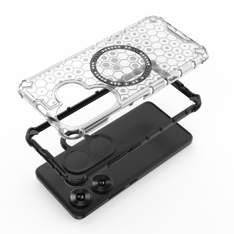 For Xiaomi Redmi Turbo 3 Honeycomb Magnetic Ring Shockproof Phone Case