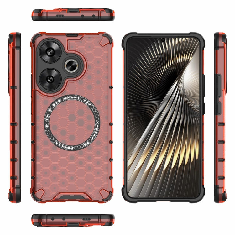 For Xiaomi Redmi Turbo 3 Honeycomb Magnetic Ring Shockproof Phone Case