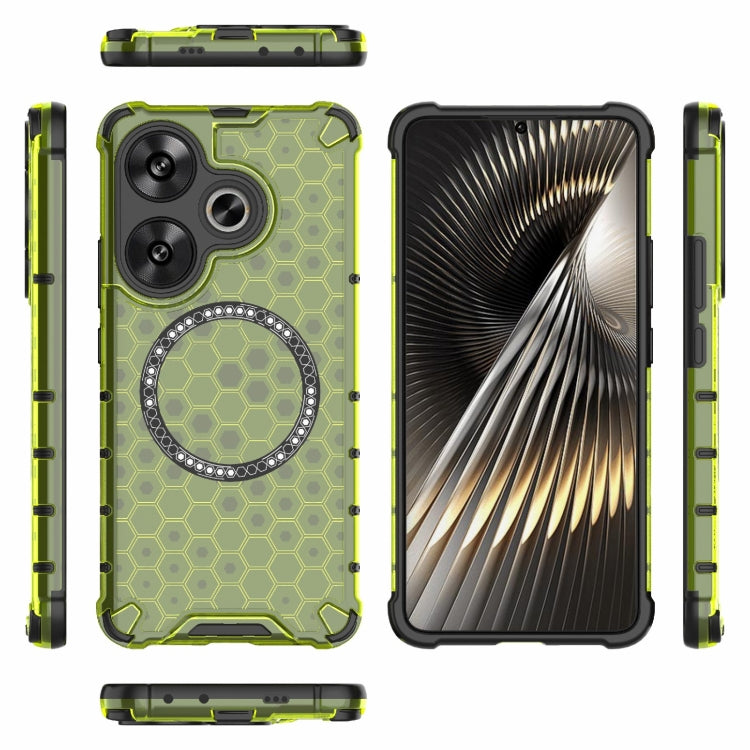 For Xiaomi Redmi Turbo 3 Honeycomb Magnetic Ring Shockproof Phone Case