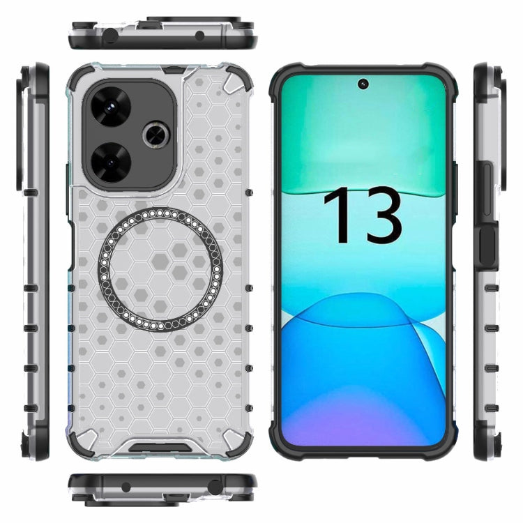 For Redmi 13 4G Global Honeycomb Magnetic Ring Shockproof Phone Case